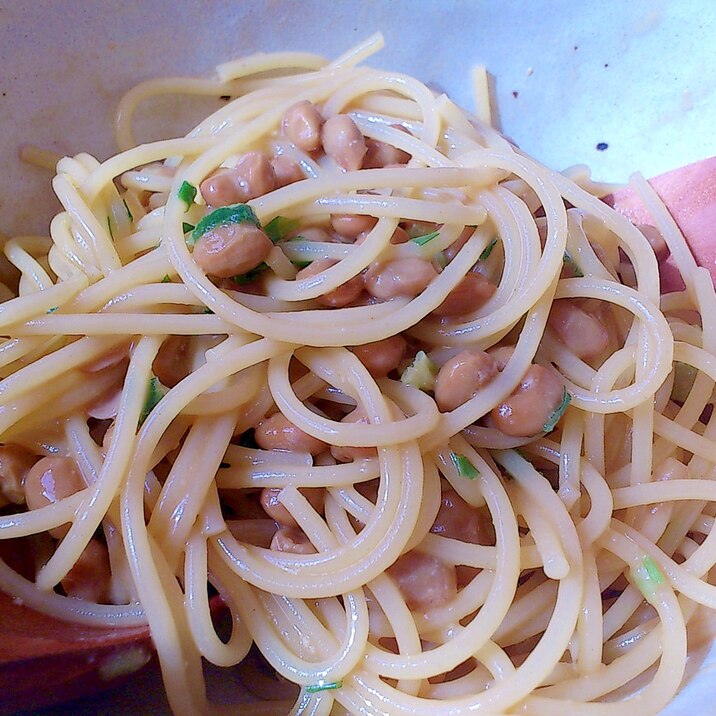 包丁いらず混ぜるだけ☆納豆味噌パスタ